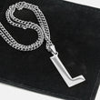 L Letter Pendant with Chain Necklace - Stainless Steel