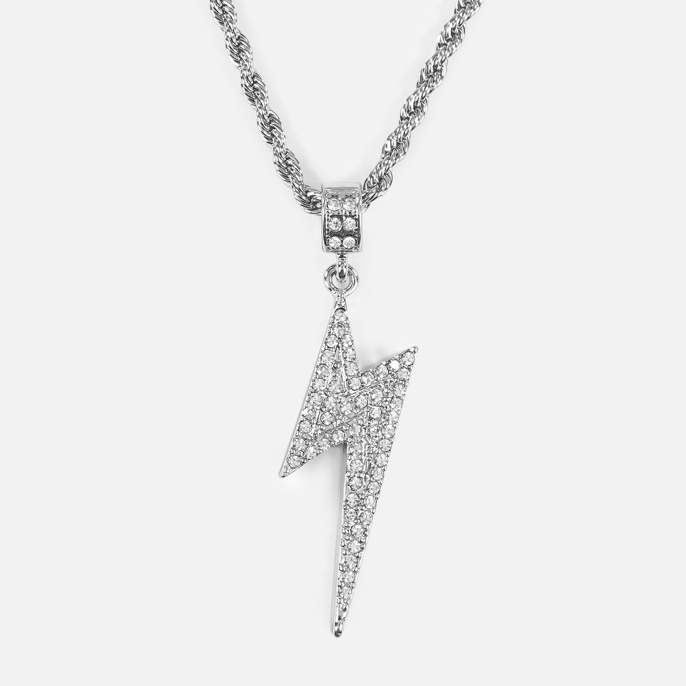 Lightning Bolt 2" Pendant with Chain Necklace - Stainless Steel