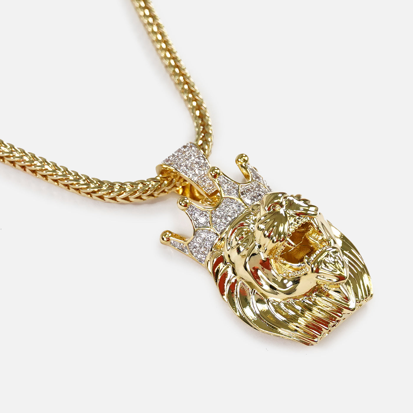 Lion King 1½" Pendant with Chain Necklace - Gold Plated Stainless Steel