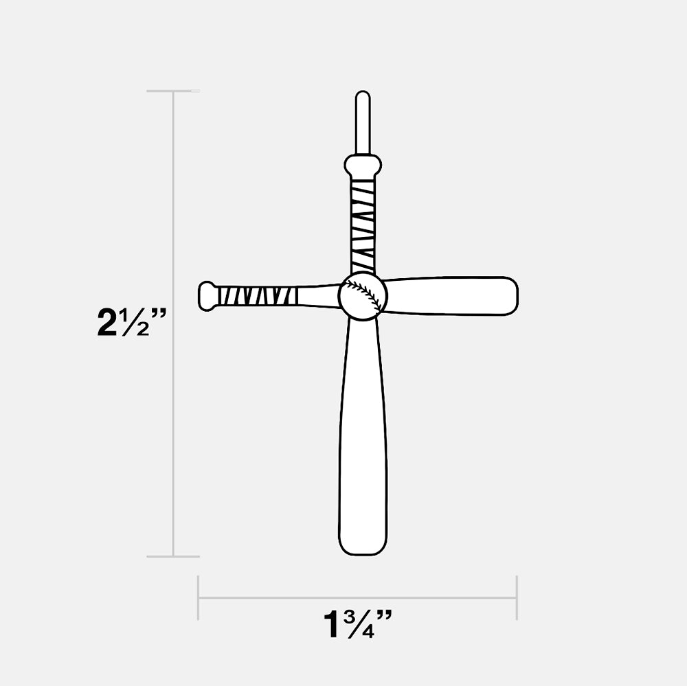 Baseball Bat Cross Pendant with Chain Necklace - Gold Plated Stainless Steel