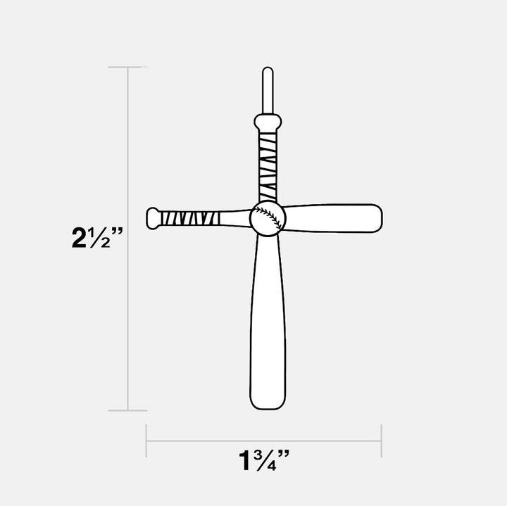 Baseball Bat Cross Pendant with Chain Kids Necklace - Gold Plated Stainless Steel