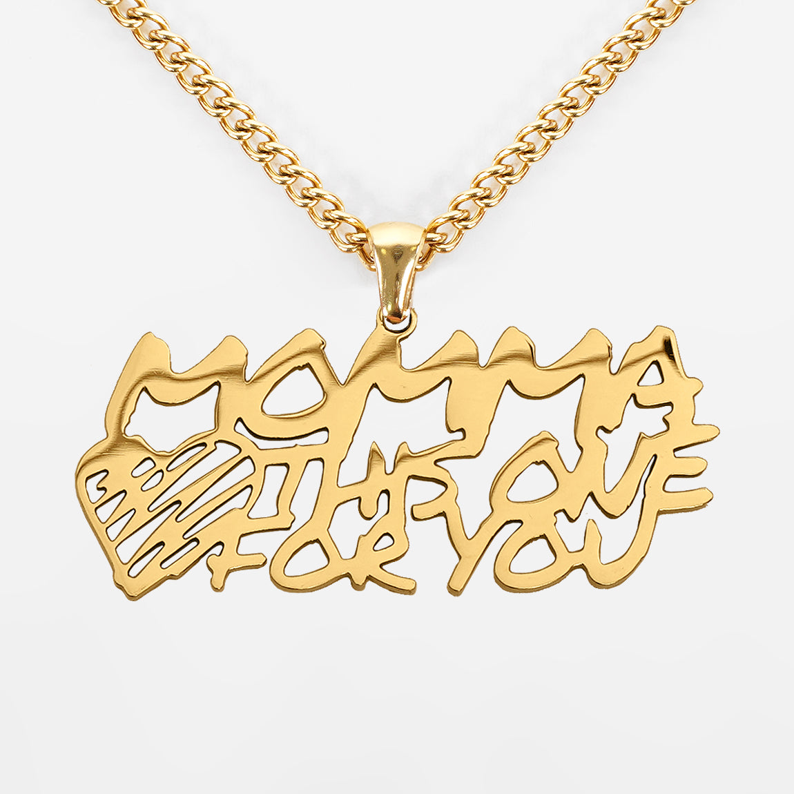 Momma Pendant with Chain Necklace - Gold Plated Stainless Steel