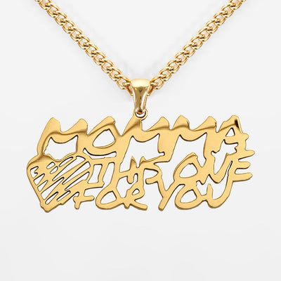 Momma Pendant with Chain Kids Necklace - Gold Plated Stainless Steel