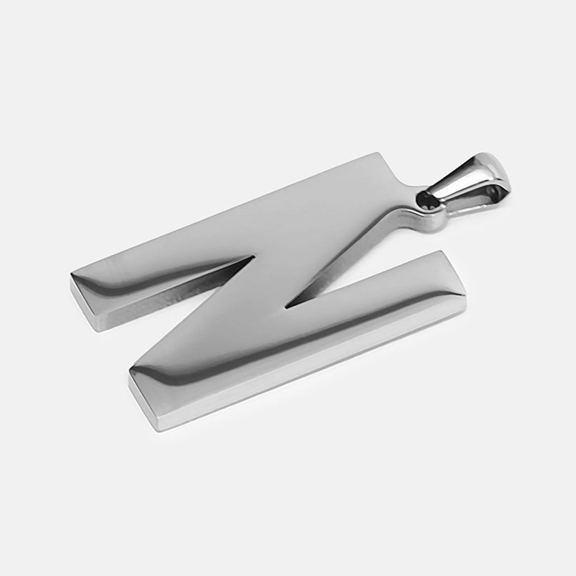 N Letter Pendant with Chain Kids Necklace - Stainless Steel