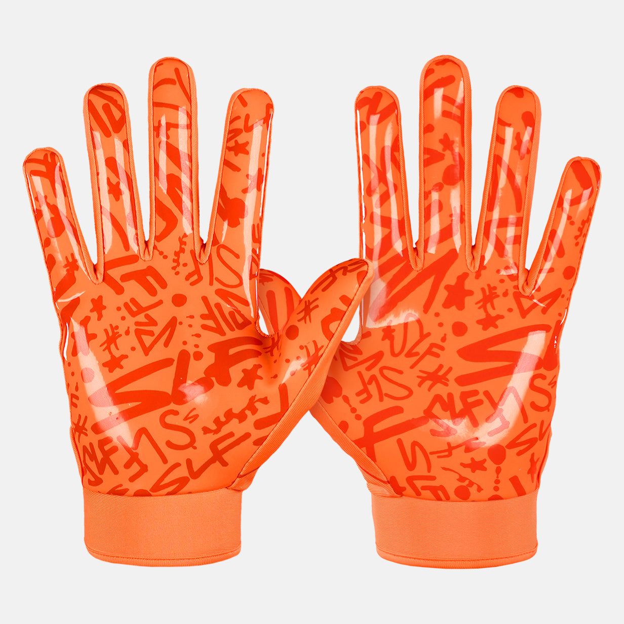 Hot Orange Sticky Football Receiver Gloves