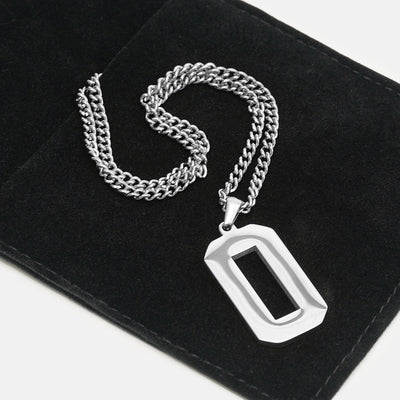 O Letter Pendant with Chain Necklace - Stainless Steel