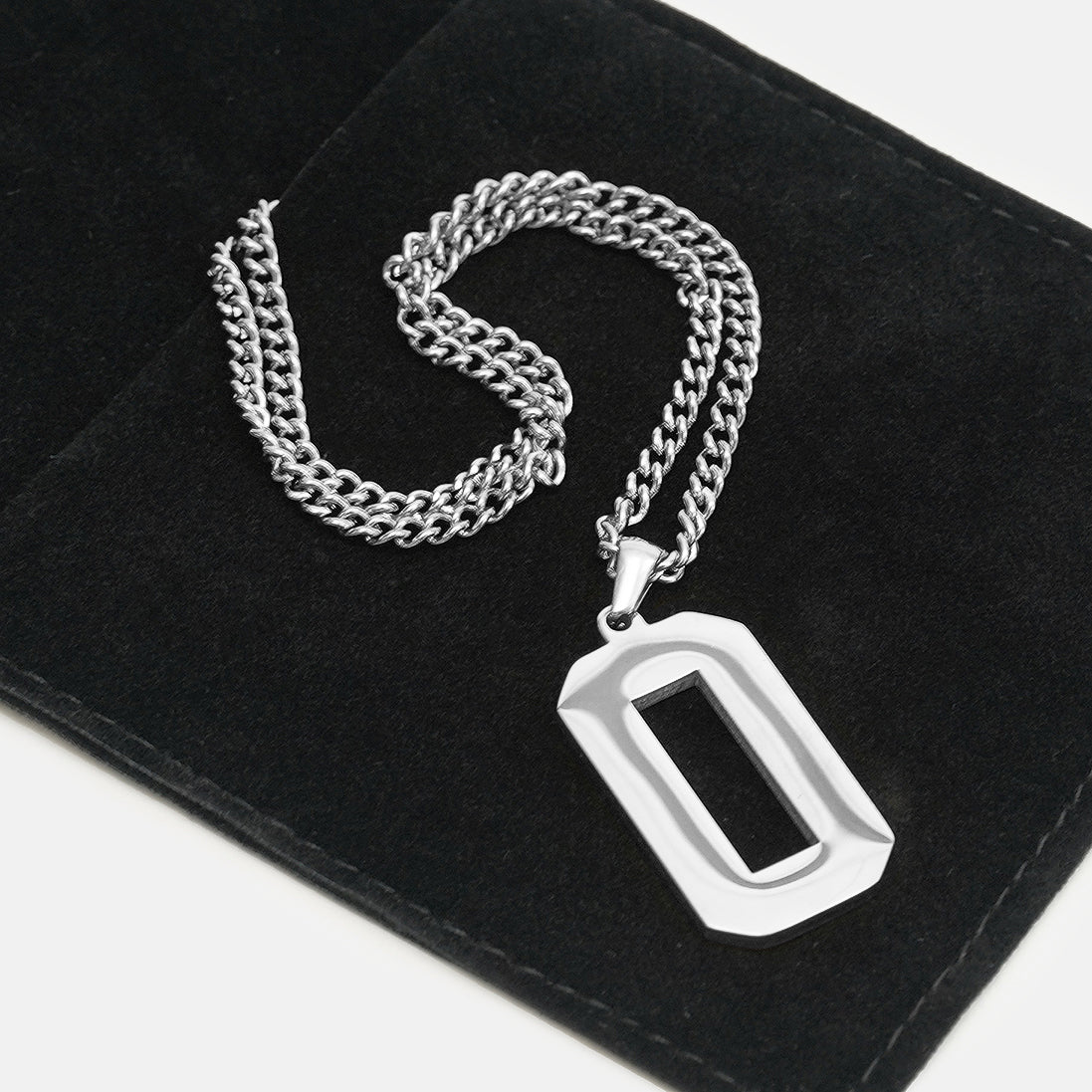 O Letter Pendant with Chain Kids Necklace - Stainless Steel