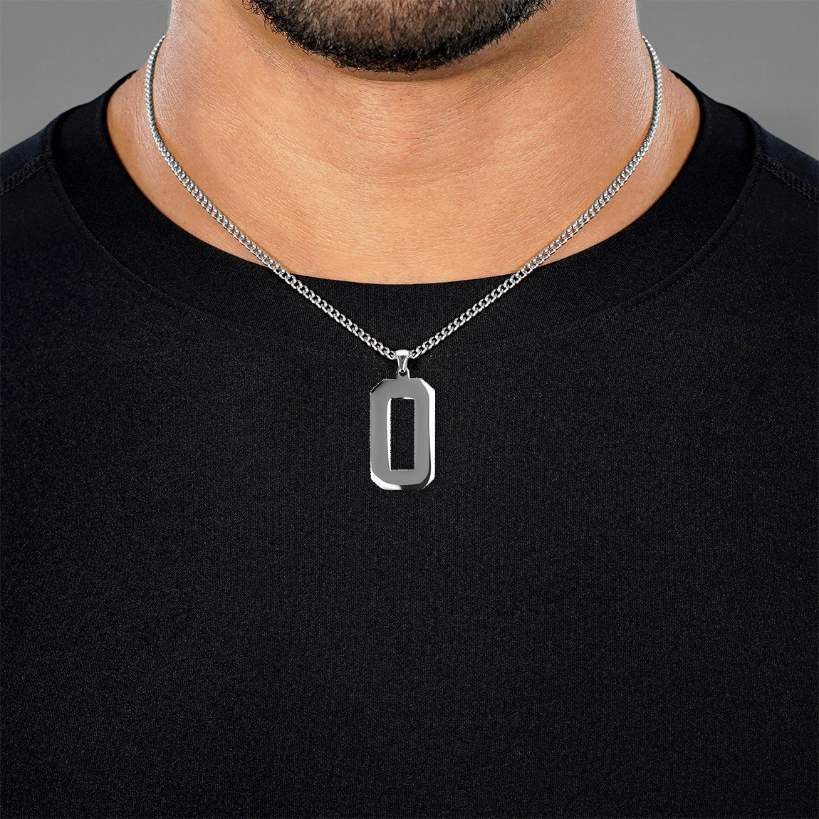 O Letter Pendant with Chain Necklace - Stainless Steel