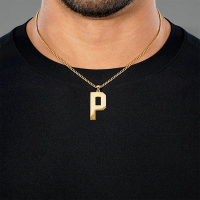 P Letter Pendant with Chain Kids Necklace - Gold Plated Stainless Steel