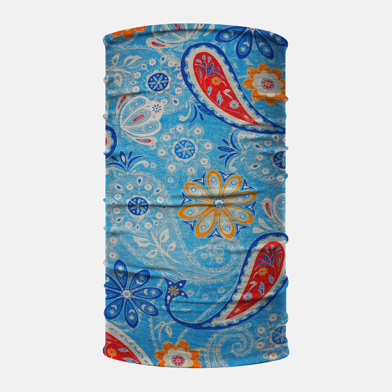 Paisley Blue Yellow Red Neck Gaiter