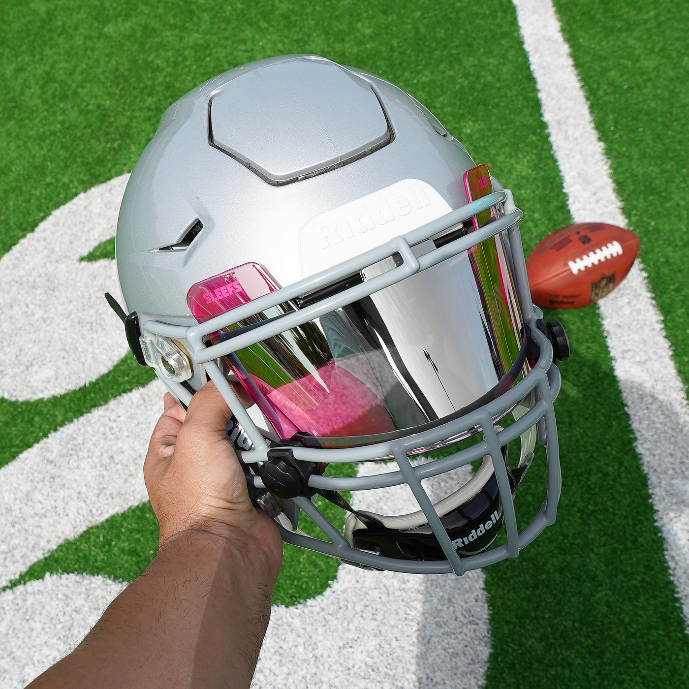 Pink Machine Silver Helmet Eye-Shield Visor