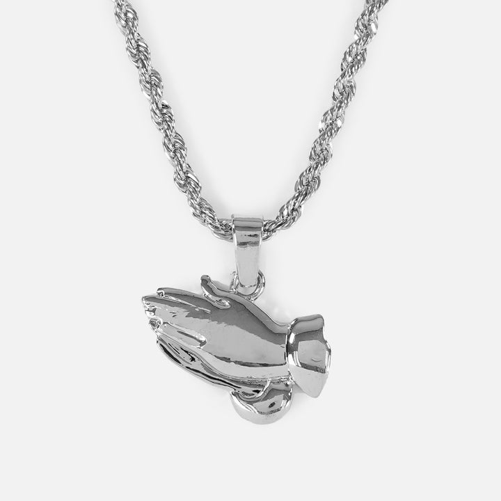Praying Hands 1½" Pendant with Chain Necklace - Stainless Steel