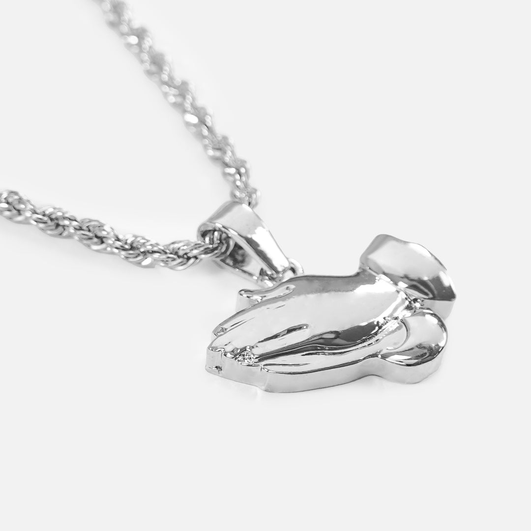 Praying Hands 1½" Pendant with Chain Necklace - Stainless Steel