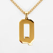 Q Letter Pendant with Chain Necklace - Gold Plated Stainless Steel