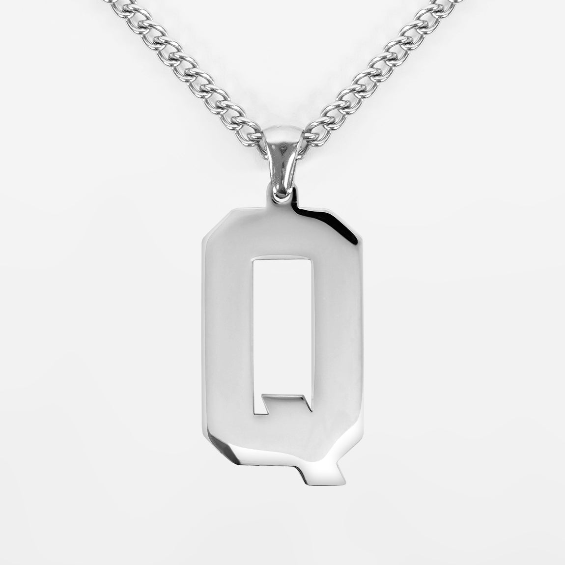 Q Letter Pendant with Chain Necklace - Stainless Steel