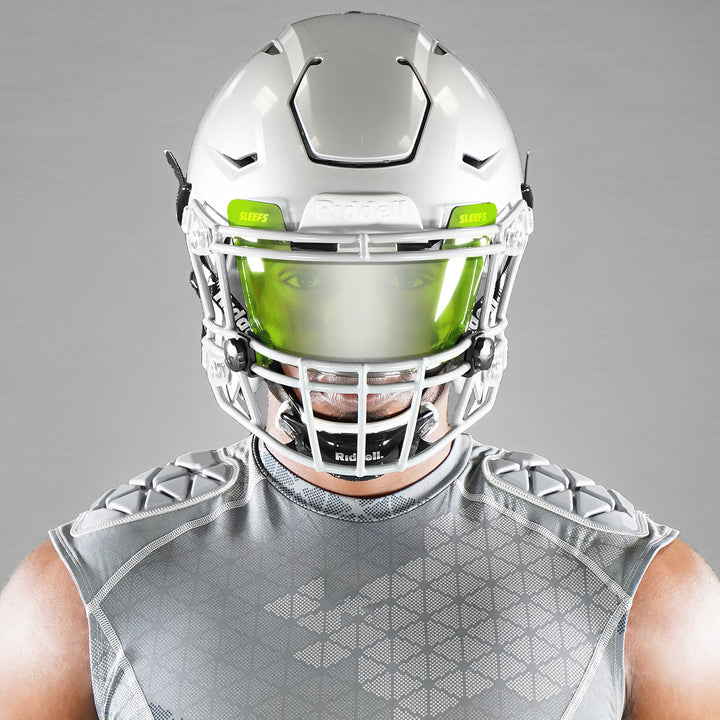 Safety Yellow Machine Silver Helmet Eye-Shield Visor