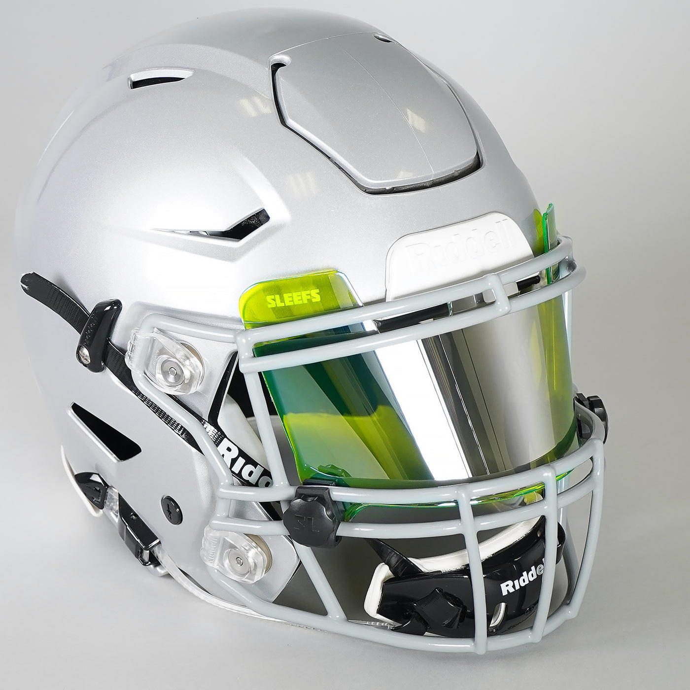 Safety Yellow Machine Silver Helmet Eye-Shield Visor