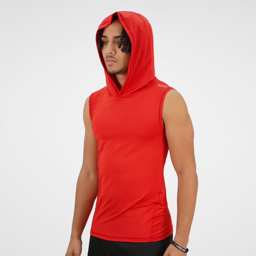 Sleefs Basic White Sleeveless Compression Hoodie Adult