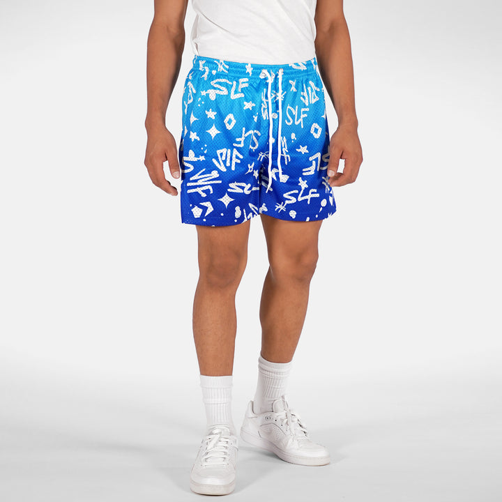 SLF Bluish Blue Color Clash Shorts - 7"