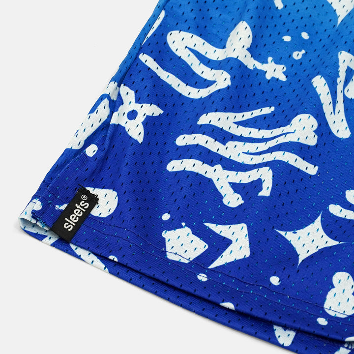 SLF Bluish Blue Color Clash Shorts - 7"