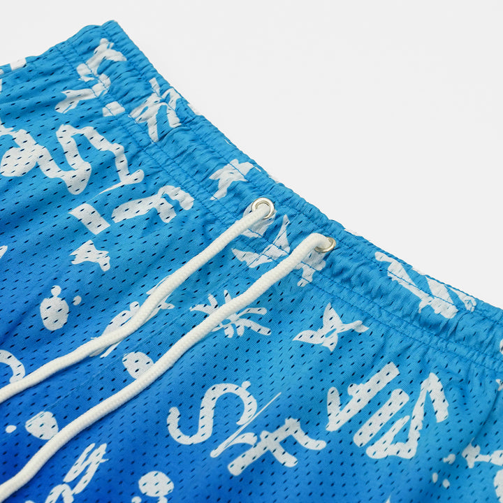 SLF Bluish Blue Color Clash Shorts - 7"