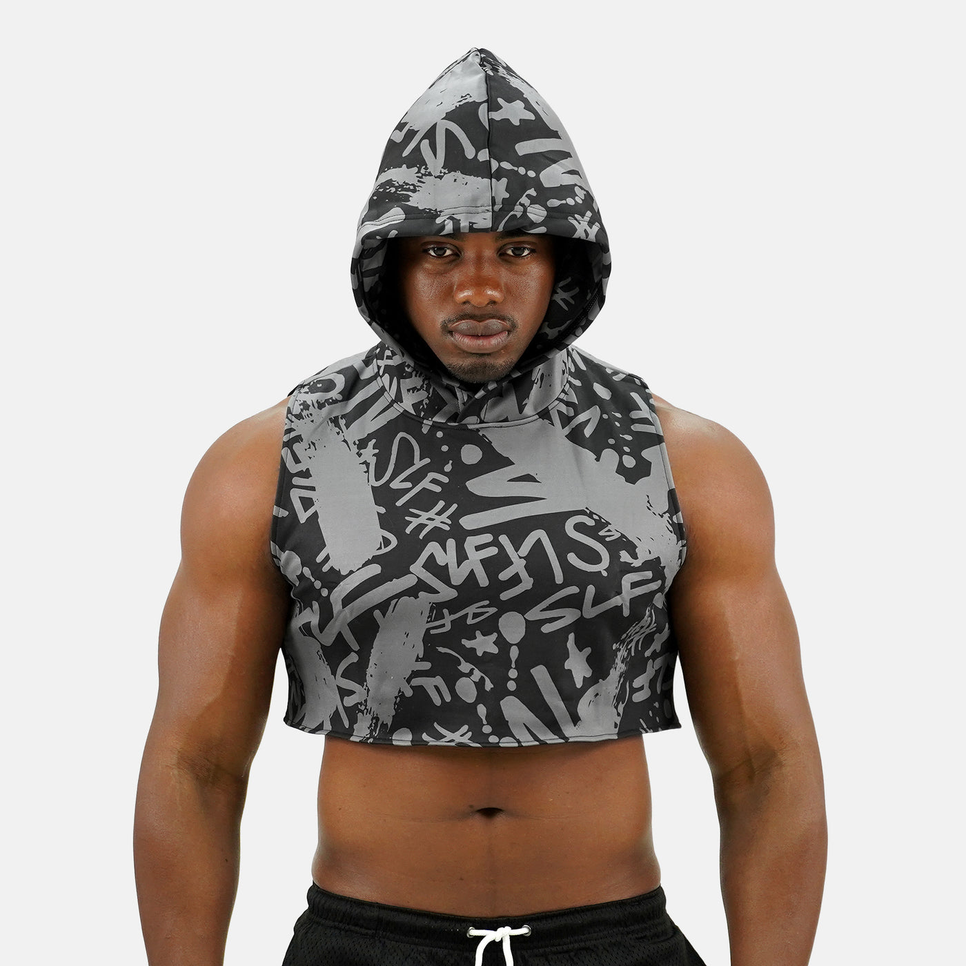 SLF Graffiti Brush Football Crop Top Hoodie