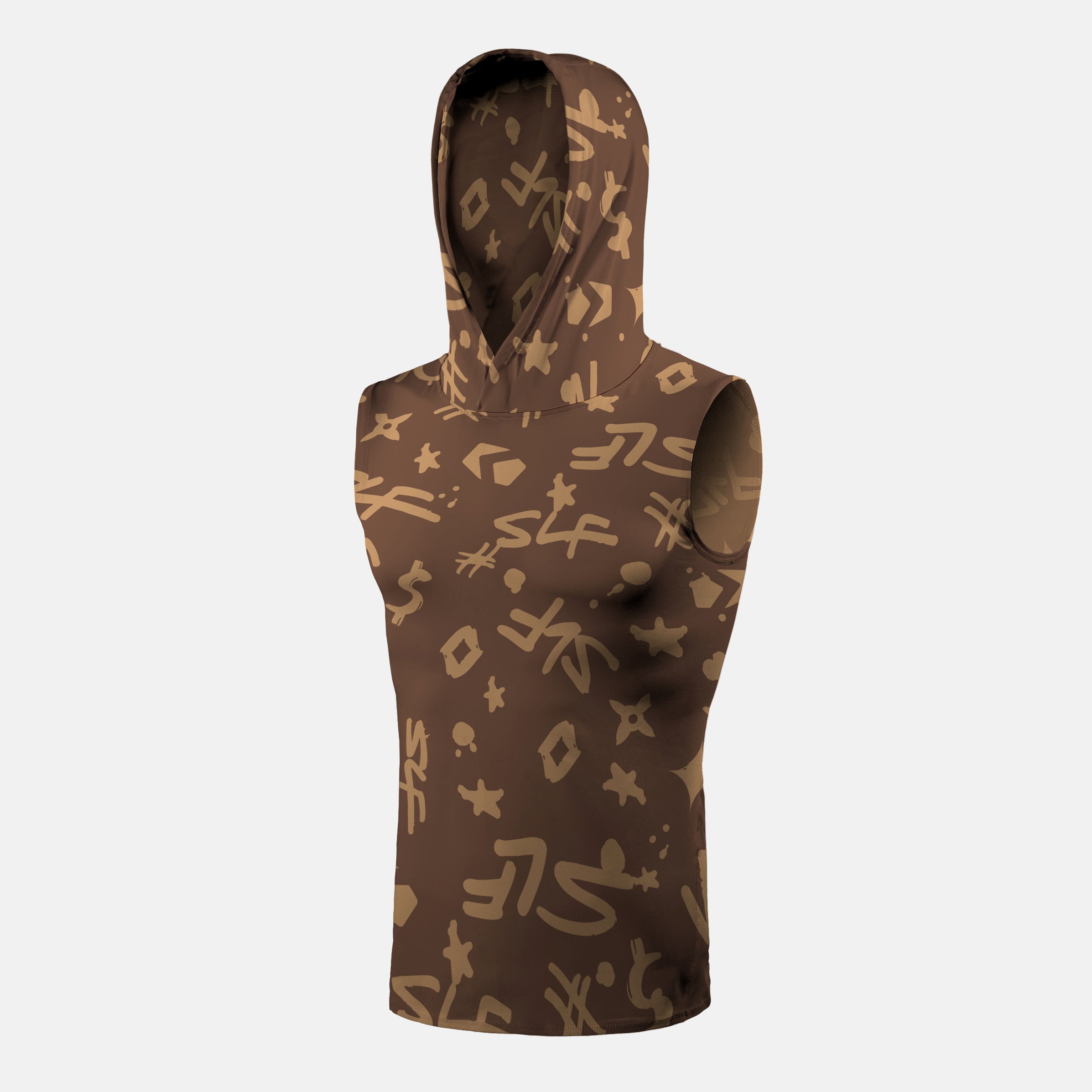 SLF Milan Pattern Sleeveless Compression Hoodie – SLEEFS