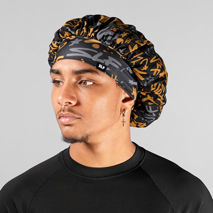 SLF Pattern Black Gold Bonnet