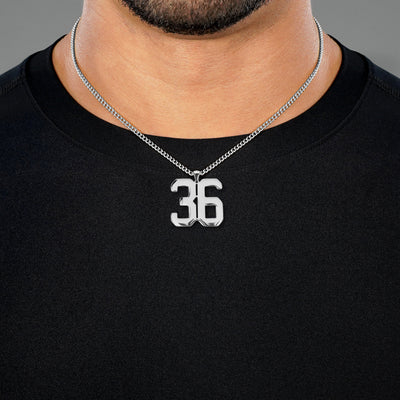 36 Number Pendant with Chain Necklace - Stainless Steel
