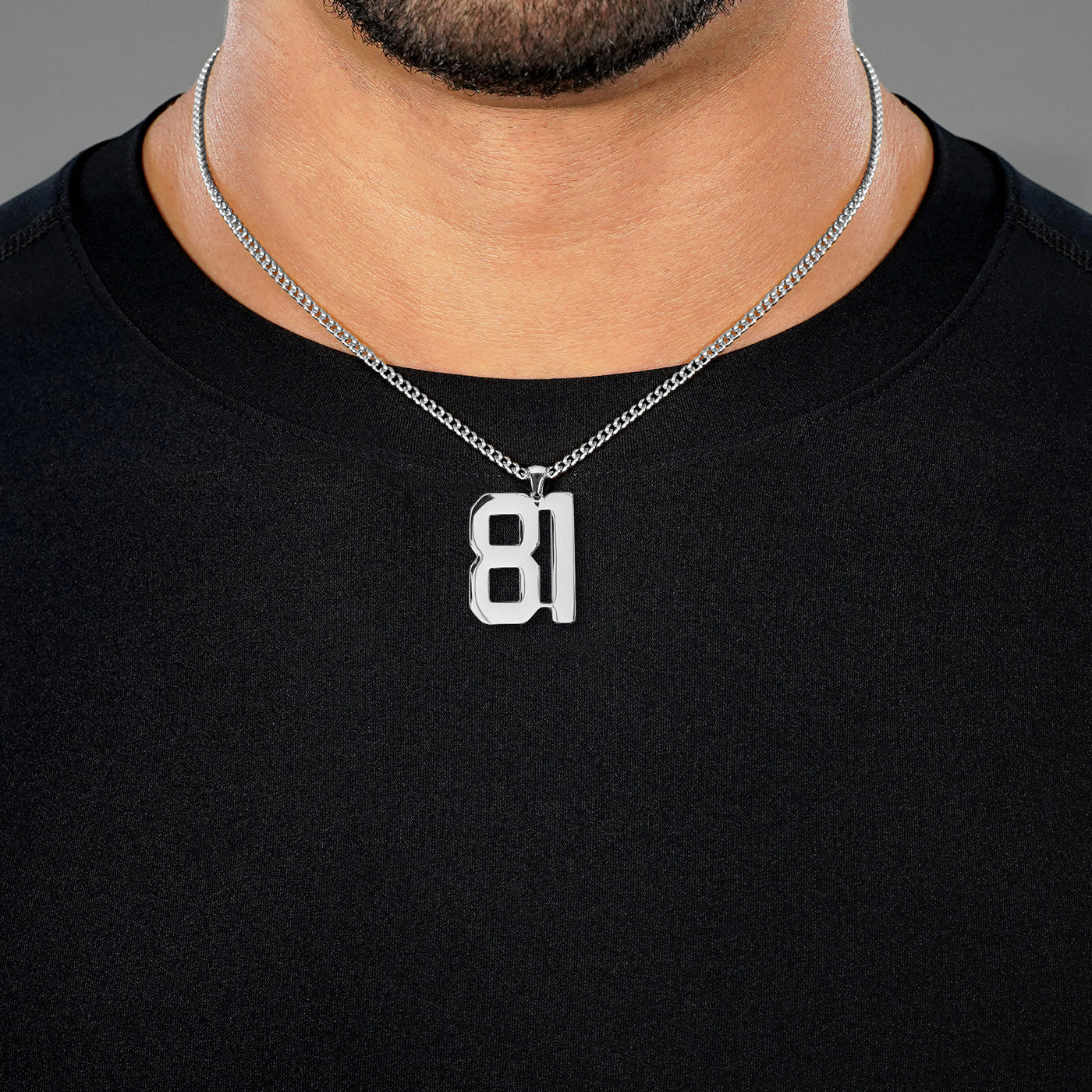 81 Number Pendant with Chain Necklace - Stainless Steel