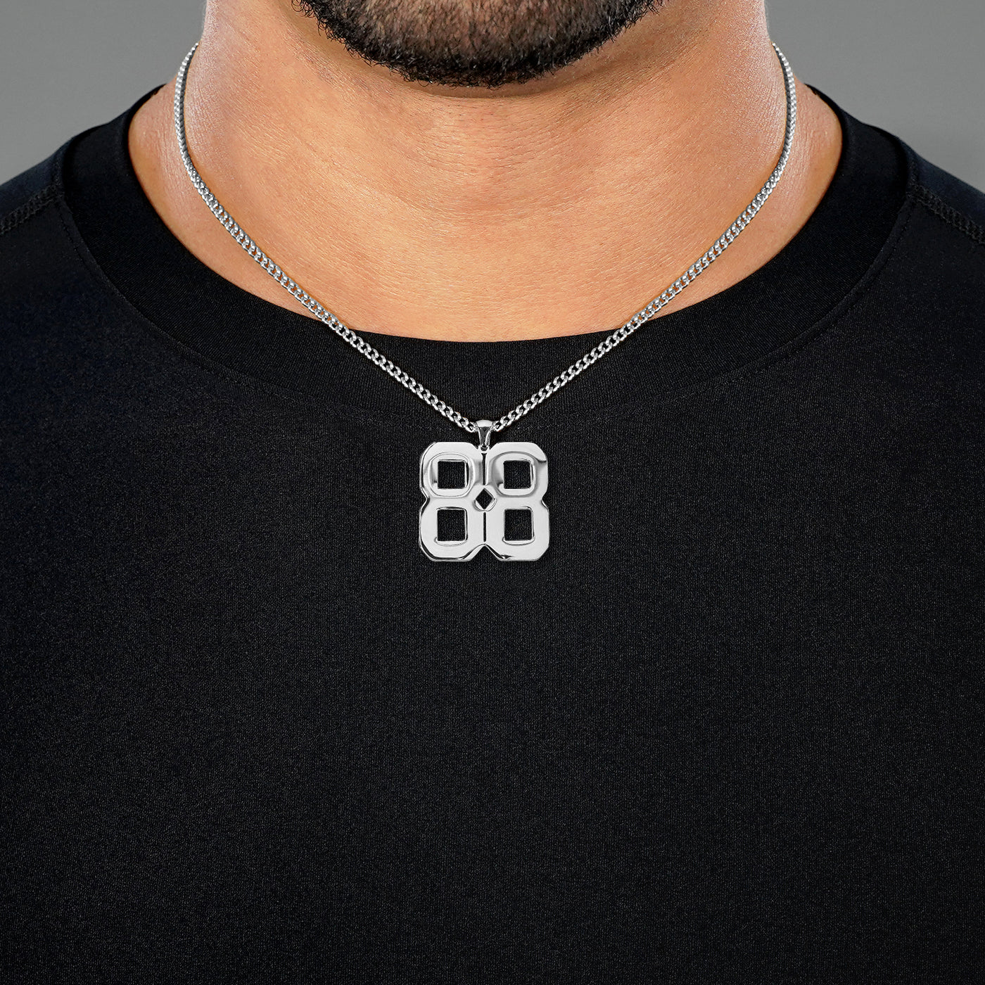 88 Number Pendant with Chain Necklace - Stainless Steel