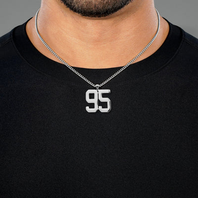 95 Number Pendant with Chain Necklace - Stainless Steel