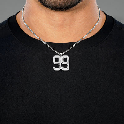 99 Number Pendant with Chain Necklace - Stainless Steel