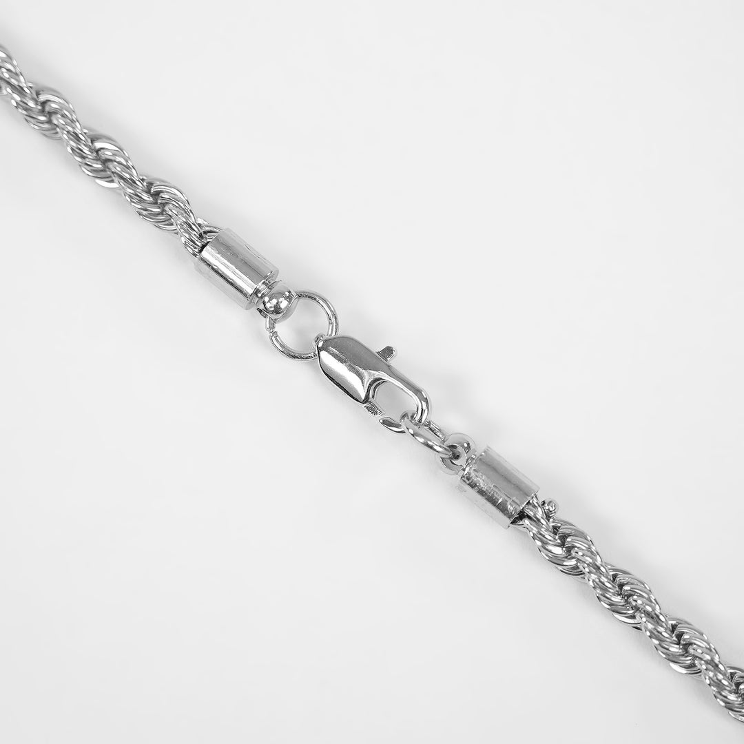 Silver Hockey Mask Pendant with 3mm Rope Chain Necklace