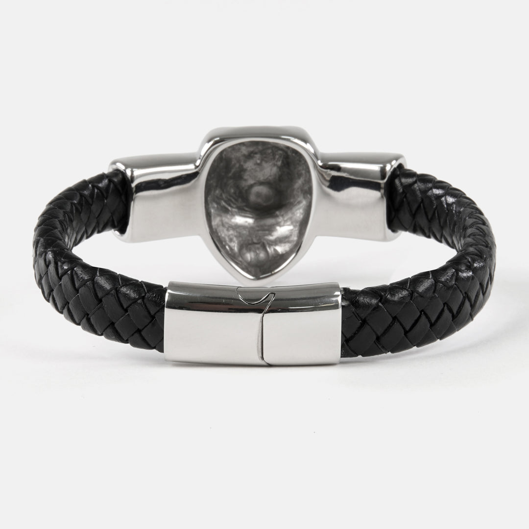 Silver Lion 1/2 Inch Leather Bracelet