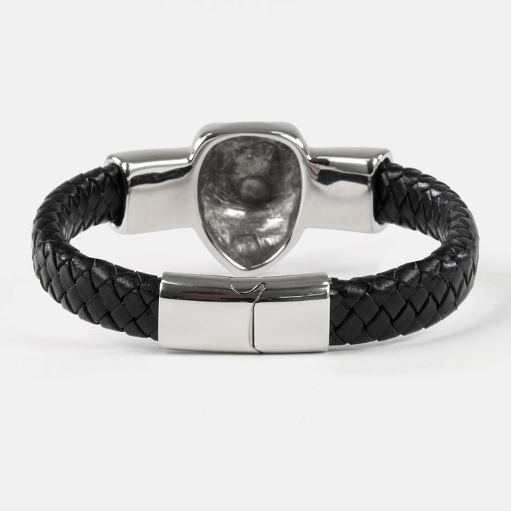 Silver Lion 1/2 Inch Leather Bracelet