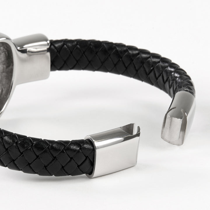 Silver Lion 1/2 Inch Leather Bracelet