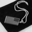 Silver USA Flag Pendant with Chain Necklace