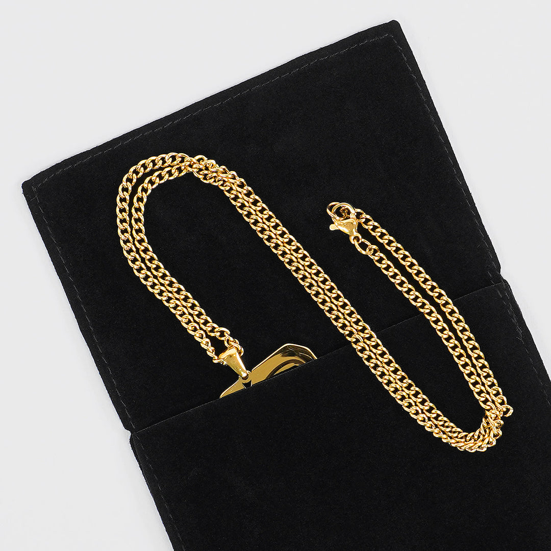 61 Number Pendant with Chain Kids Necklace - Gold Plated Stainless Steel
