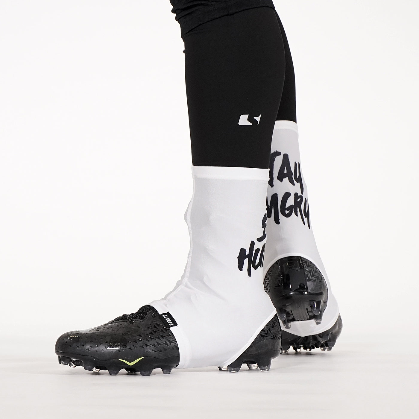 Stay Hungry White Spats / Cleat Covers