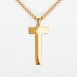 T Letter Pendant with Chain Kids Necklace - Gold Plated Stainless Steel