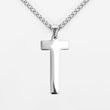 T Letter Pendant with Chain Necklace - Stainless Steel