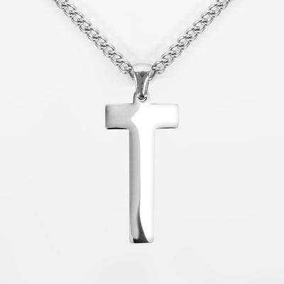 T Letter Pendant with Chain Necklace - Stainless Steel