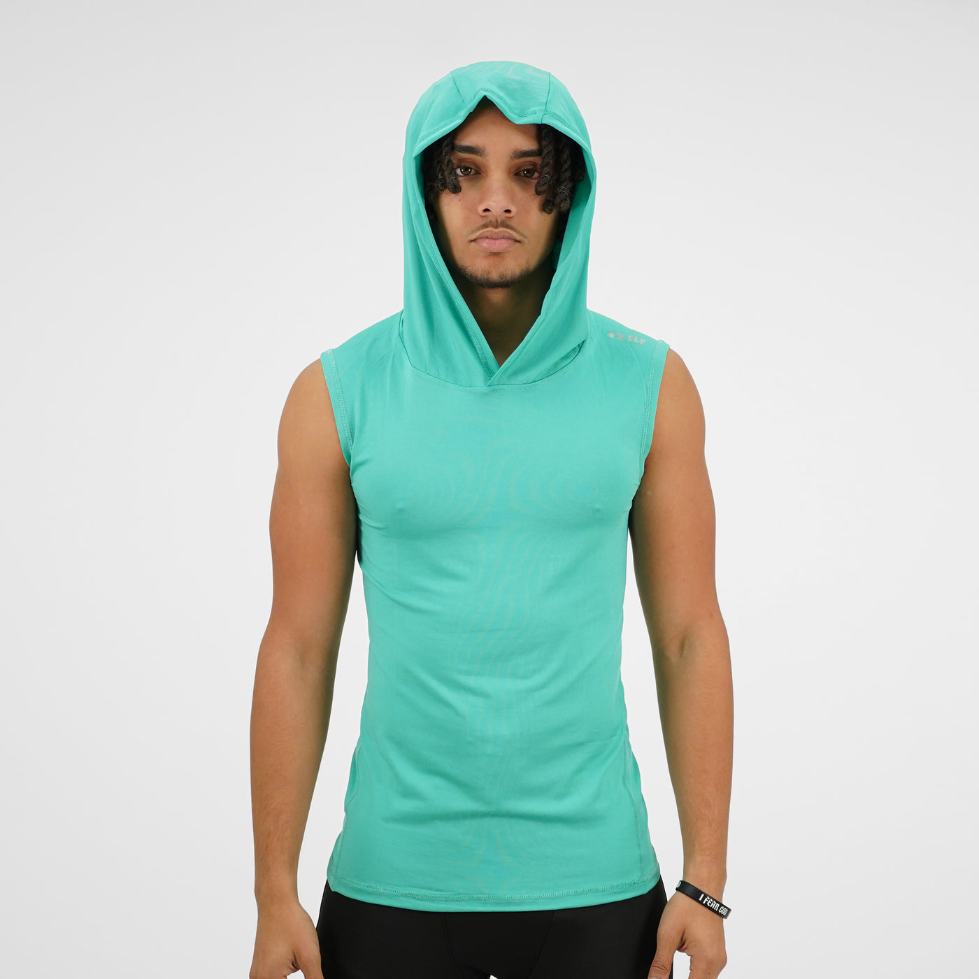 Teal Sleeveless Compression Hoodie