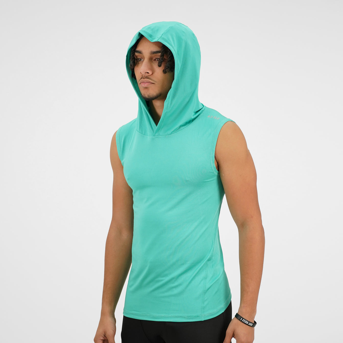 Teal Sleeveless Compression Hoodie