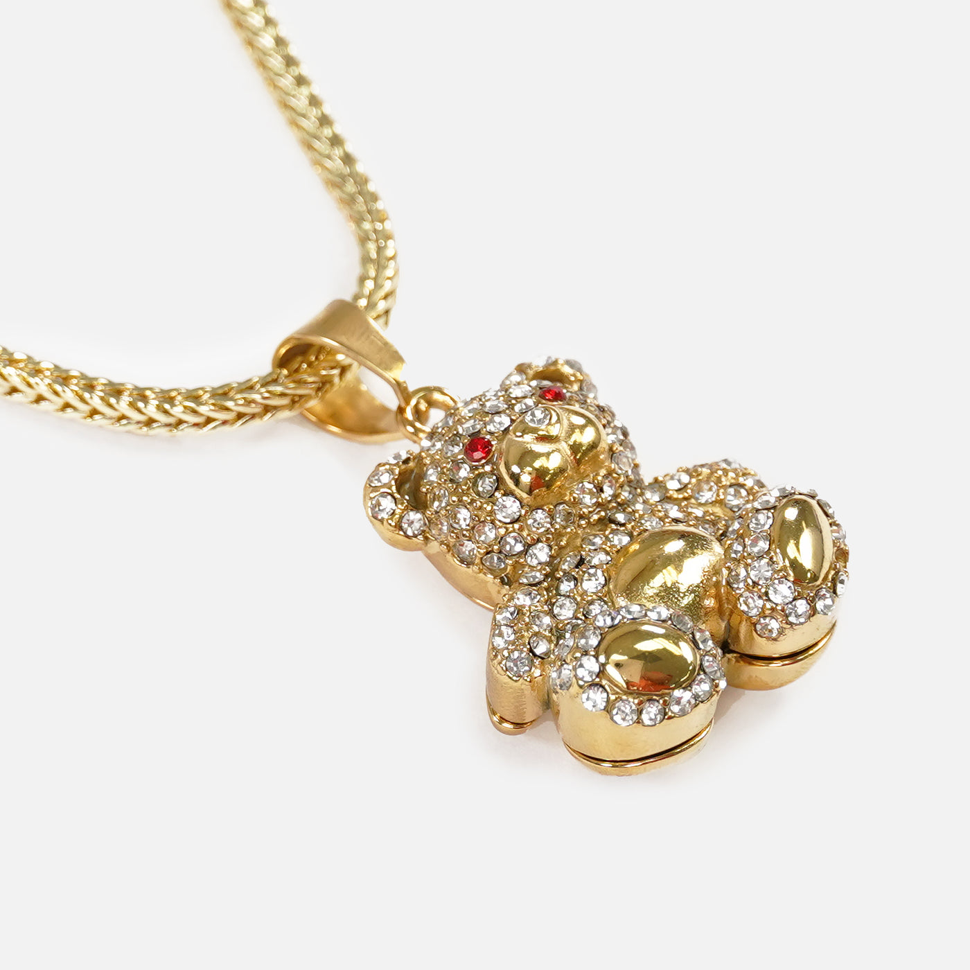 Teddy Bear 1½" Pendant with Chain Necklace - Gold Plated Stainless Steel