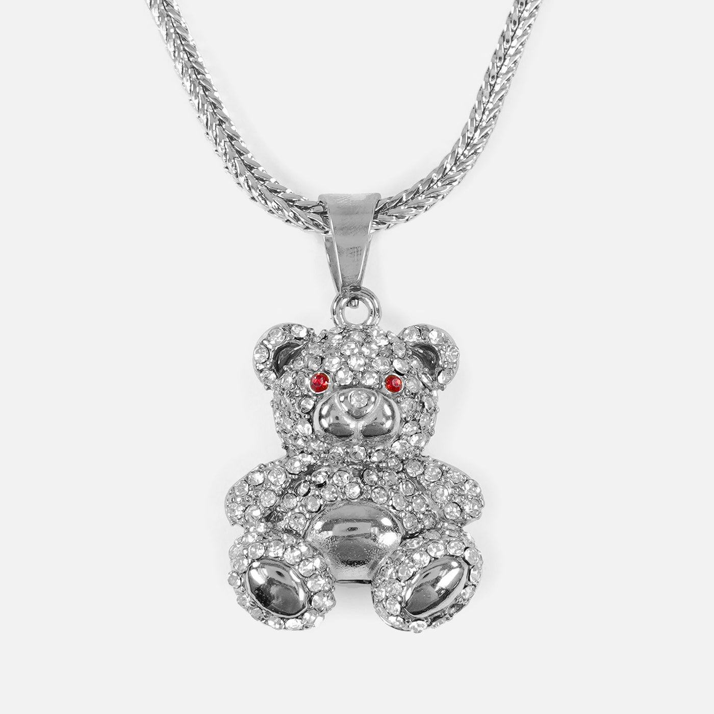 Teddy Bear 1½" Pendant with Chain Necklace - Stainless Steel