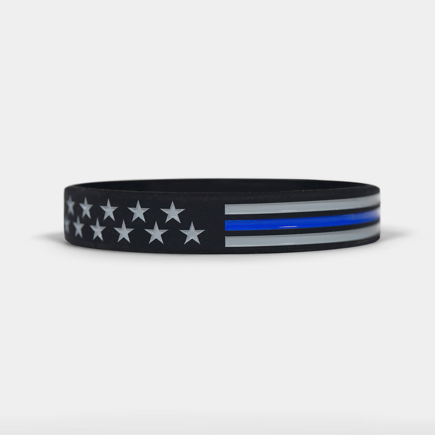 Tactical Thin Blue Line USA Flag Motivational Wristband
