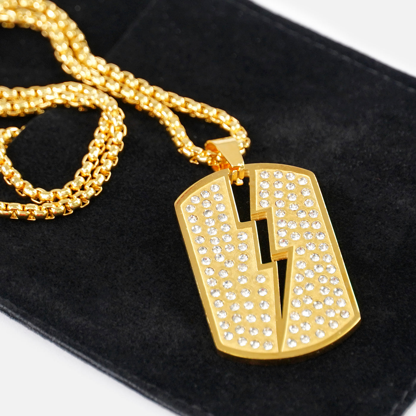 Trueno 1¾" Pendant with Chain Necklace - Gold Plated Stainless Steel