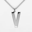 V Letter Pendant with Chain Kids Necklace - Stainless Steel